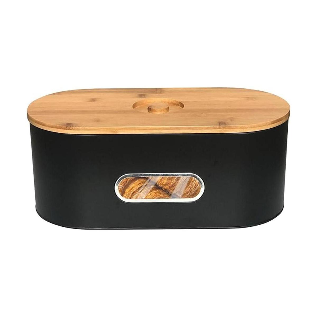 SOTECH Breadbox Contenedor con tapa de bambú y ventana de