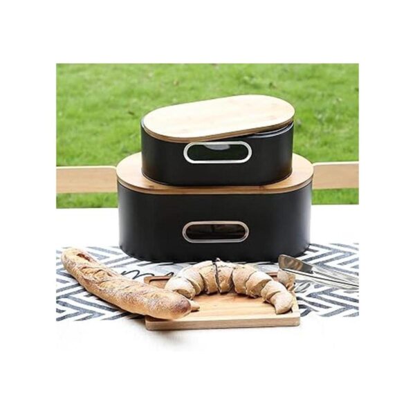 SOTECH Breadbox Contenedor con tapa de bambú y ventana de