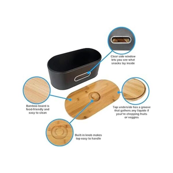 SOTECH Breadbox Contenedor con tapa de bambú y ventana de