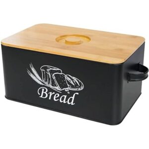 SOTECH Panera de metal con tapa de bambú caja de estilo_1