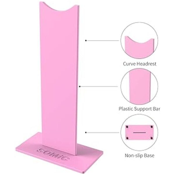 SOMIC Soporte para auriculares de juego rosa con base_4