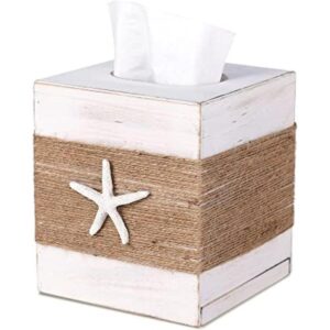 SOMTO Funda cuadrada de madera blanca rústica para playa