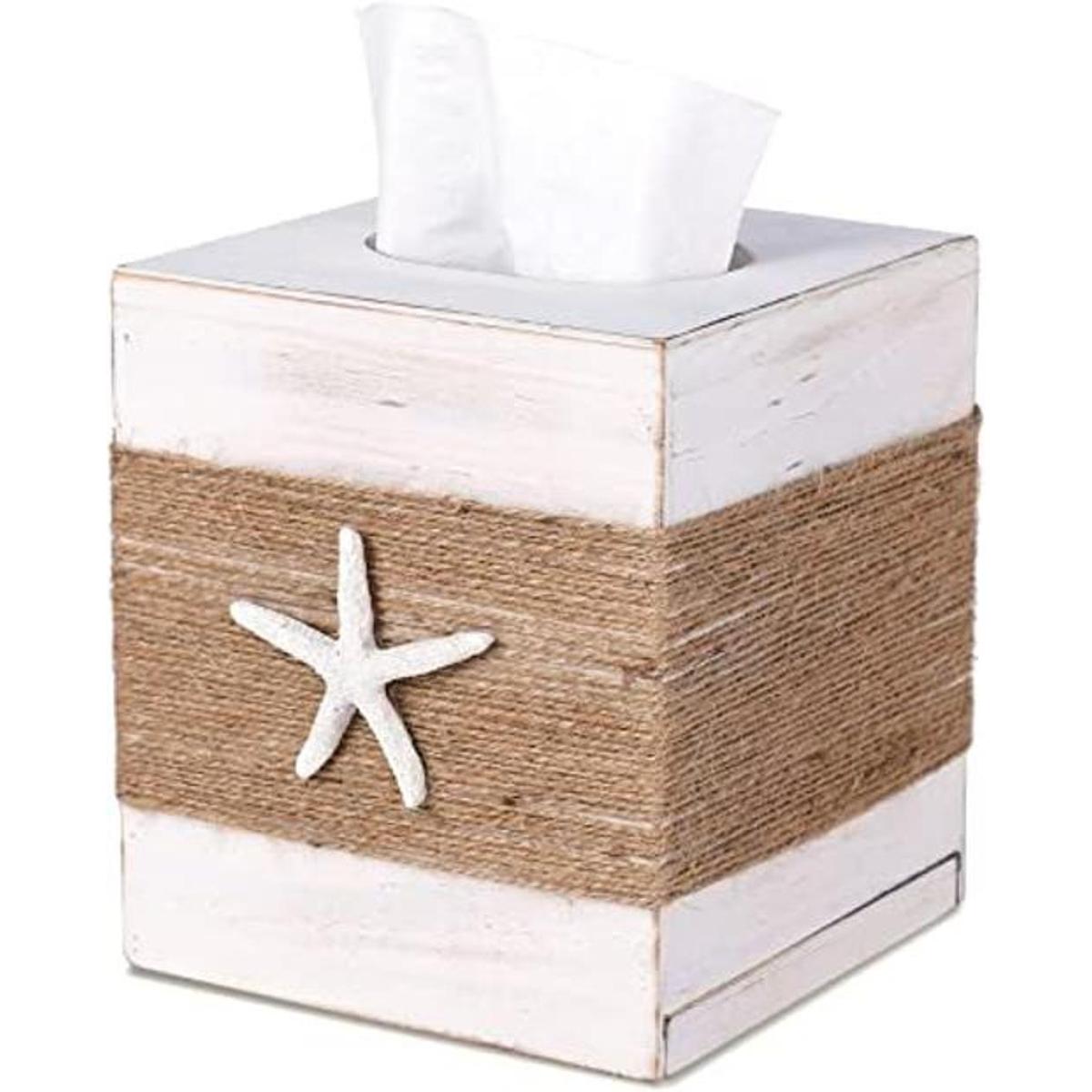 SOMTO Funda cuadrada de madera blanca rústica para playa