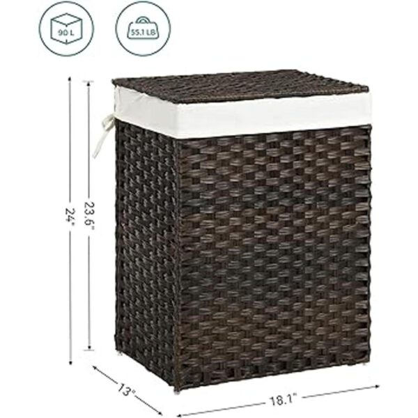 SONGMICS canasta para la ropa sucia de ratán sintético con