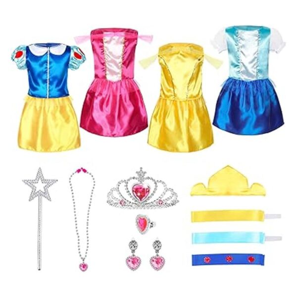 SOLIEHOO Traje de vestir de princesa para niñas disfraz_4
