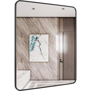 SNUGACE Espejo de tocador de baño negro mate para pared_1