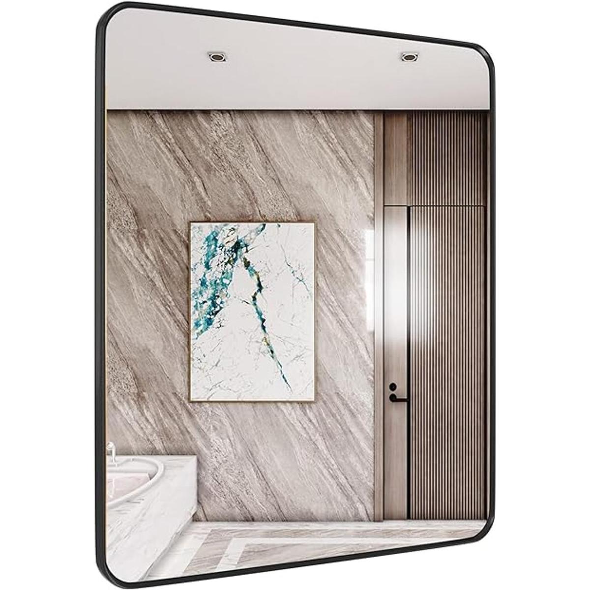 SNUGACE Espejo de tocador de baño negro mate para pared