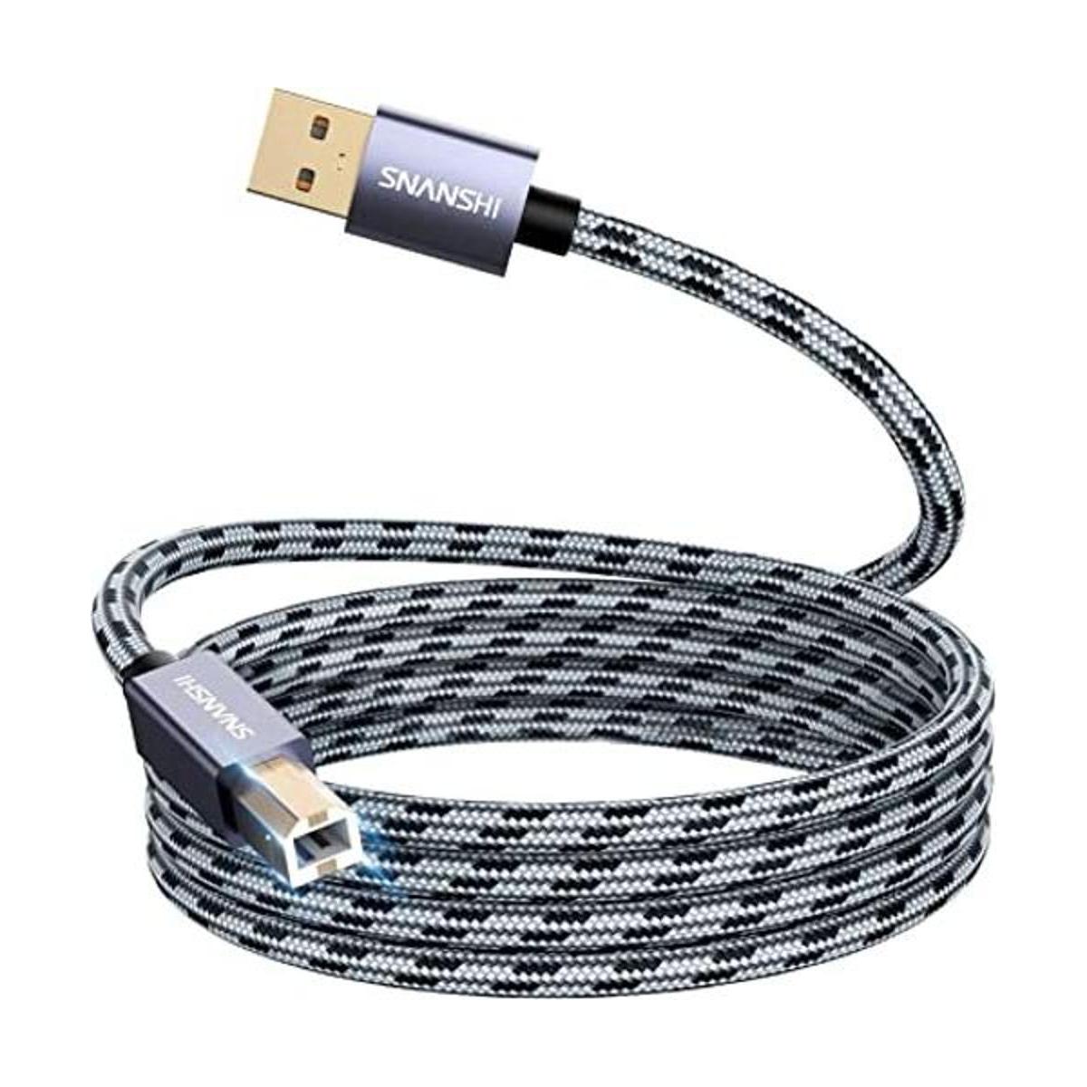 SNANSHI Cable de impresora USB A a USB B de 25 pies