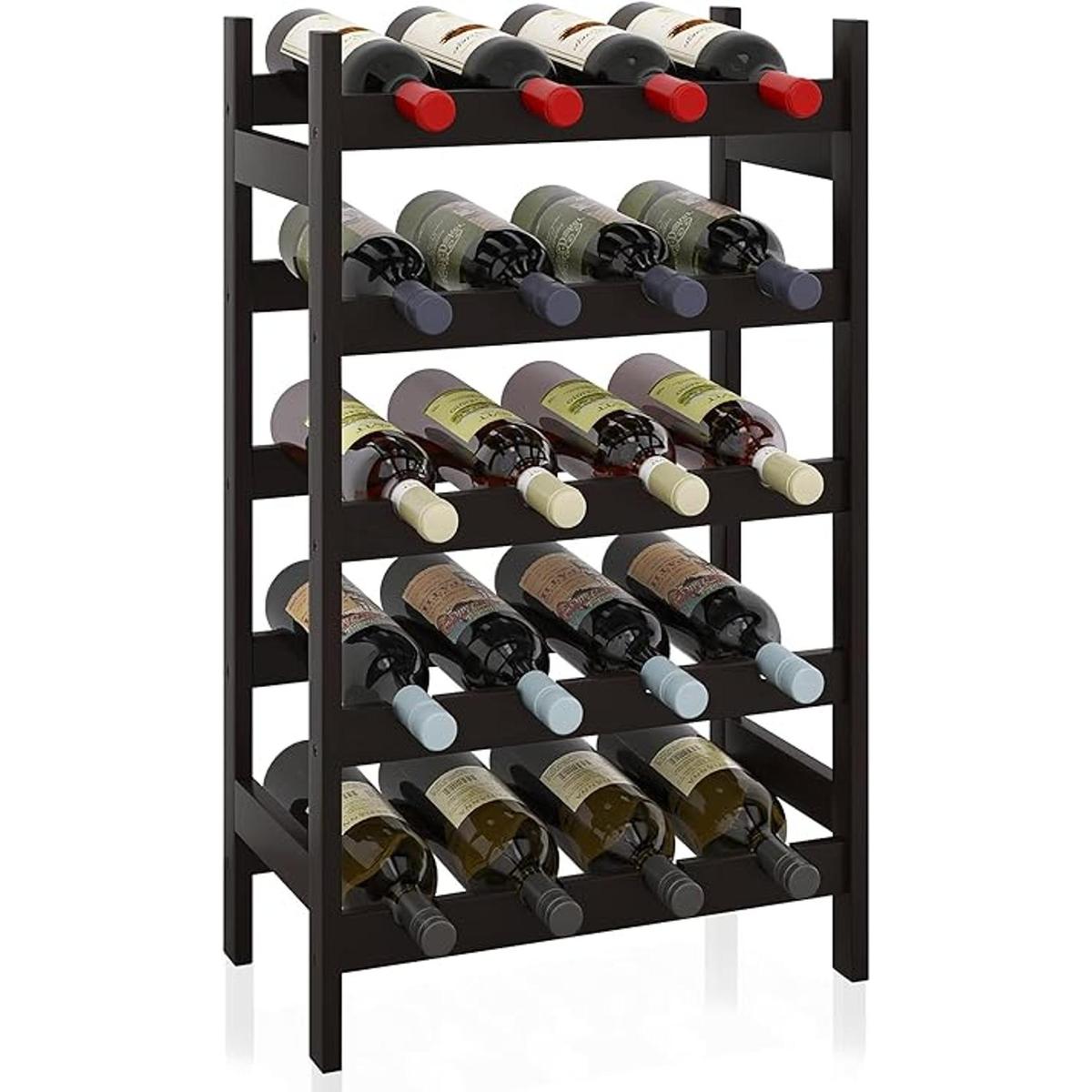 SMIBUY Estante para vino de bambú soporte para 20