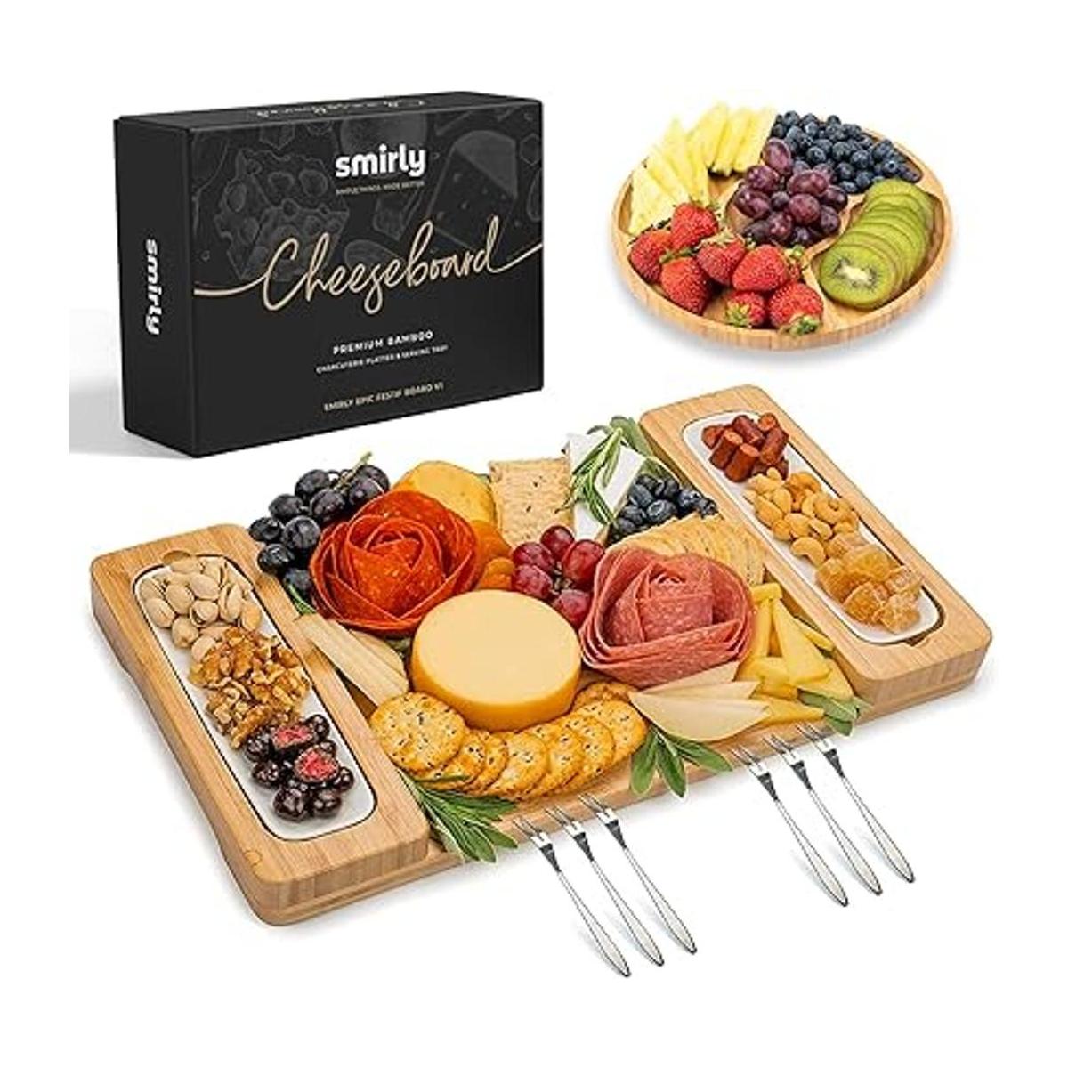 SMIRLY Juego de tablas de queso de bambú juego de tablas