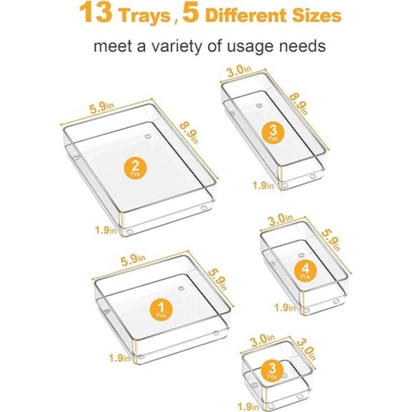SMARTAKE 13Piece Drawer Organizer with NonSlip Silicone_3