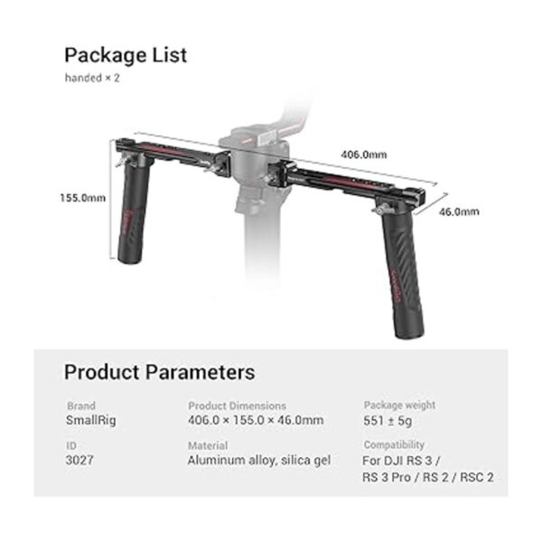 SMALLRIG Agarre doble mango para DJI RS 2 RSC 2 RS 3_2