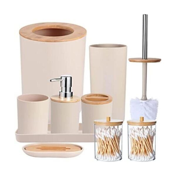 SLDIYWOW Juego de 8 accesorios de baño beige juego de_1