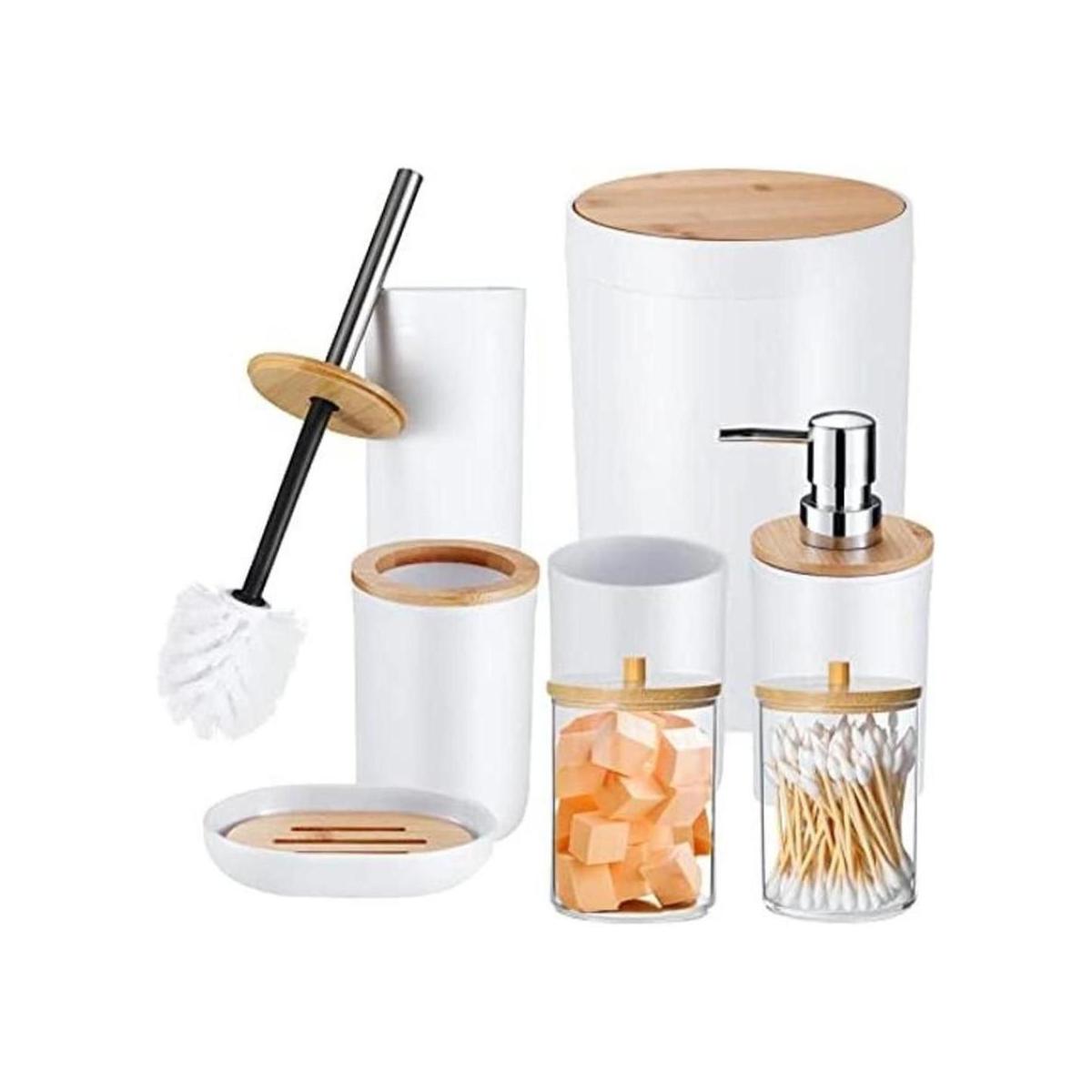 SLDIYWOW Juego de 8 accesorios de baño blancos juego de