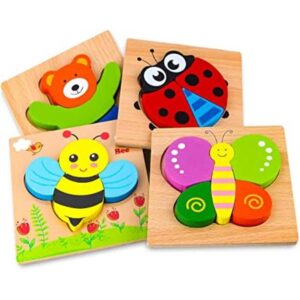 SKYFIELD Rompecabezas de animales de madera para niños de_1
