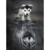 SKRYUIE Pintura de diamantes 5D con reflejos de lobo y