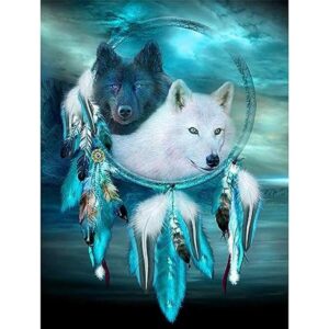 SKRYUIE Kits de pintura de diamante 5D con diseño de lobo_1