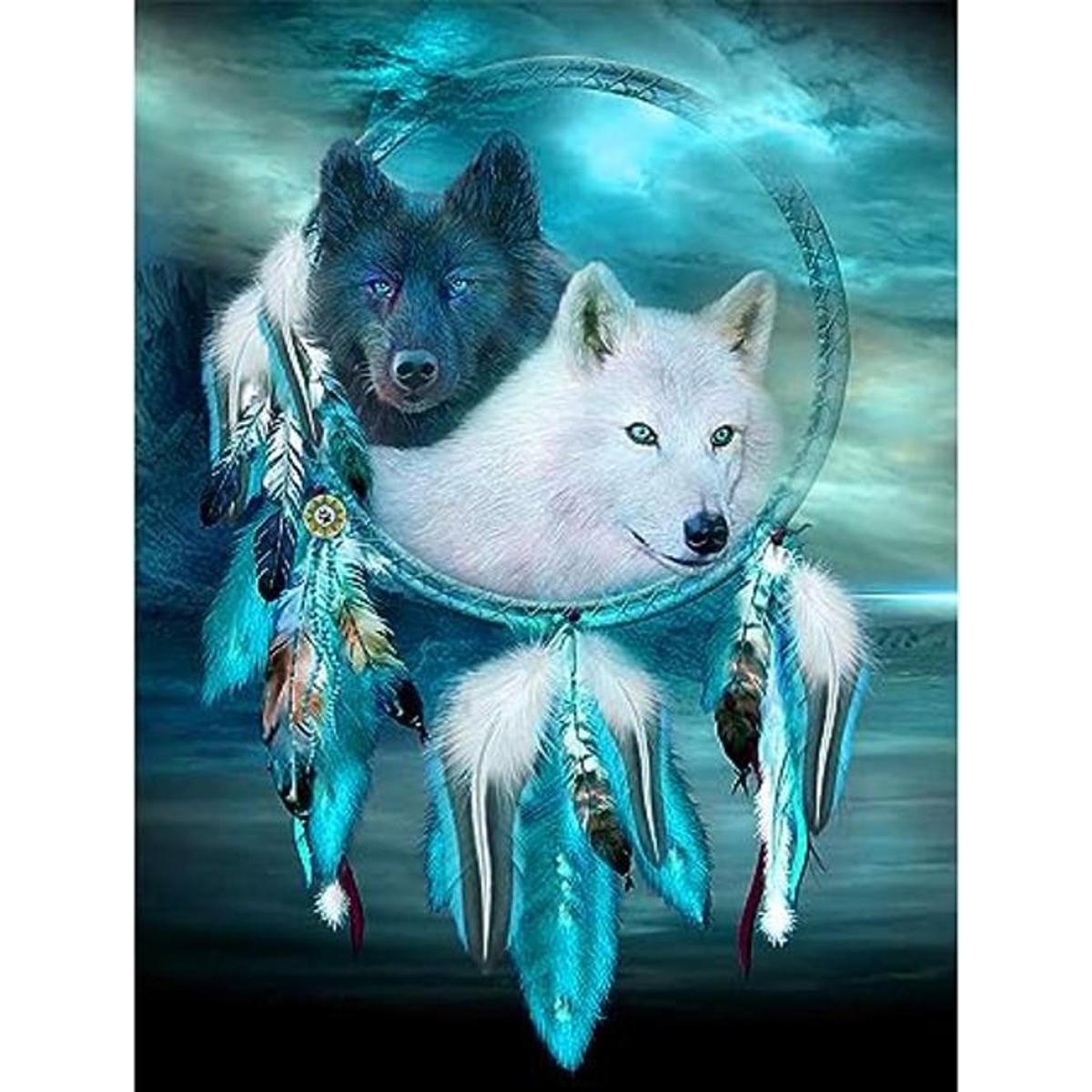 SKRYUIE Kits de pintura de diamante 5D con diseño de lobo