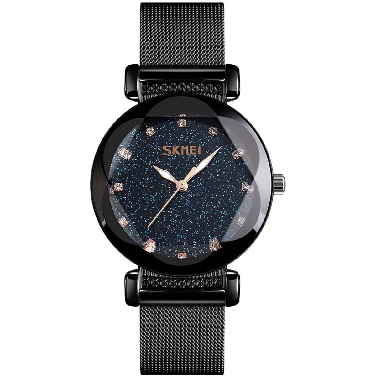 SKMEI Reloj de pulsera de malla de acero inoxidable