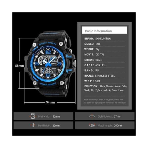 SKMEI Mens Digital Sports Watch 50M Waterproof Military_6