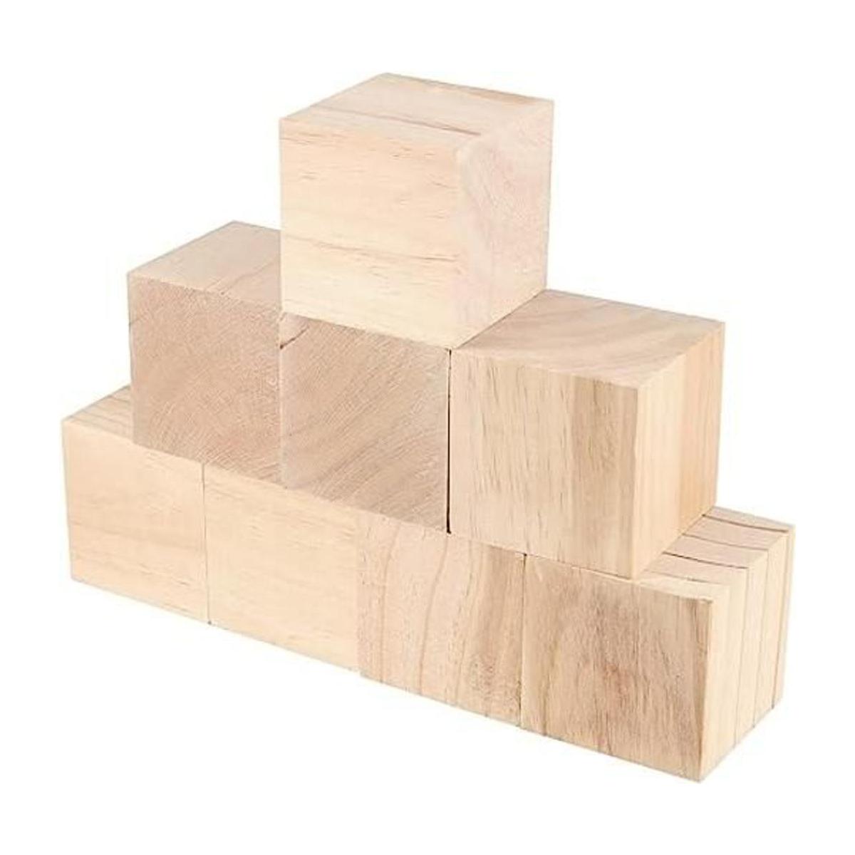 SINJEUN Paquete de 8 cubos de madera de 2.75 pulgadas