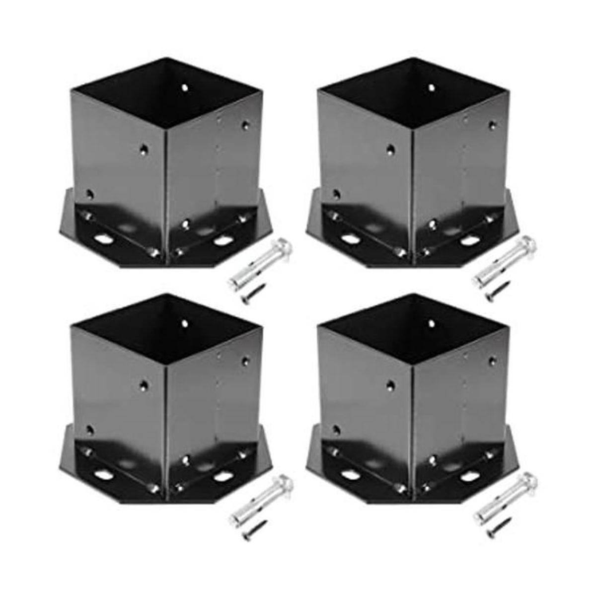 SINJEUN Paquete de 4 bases de postes de 4 x 4 pulgadas