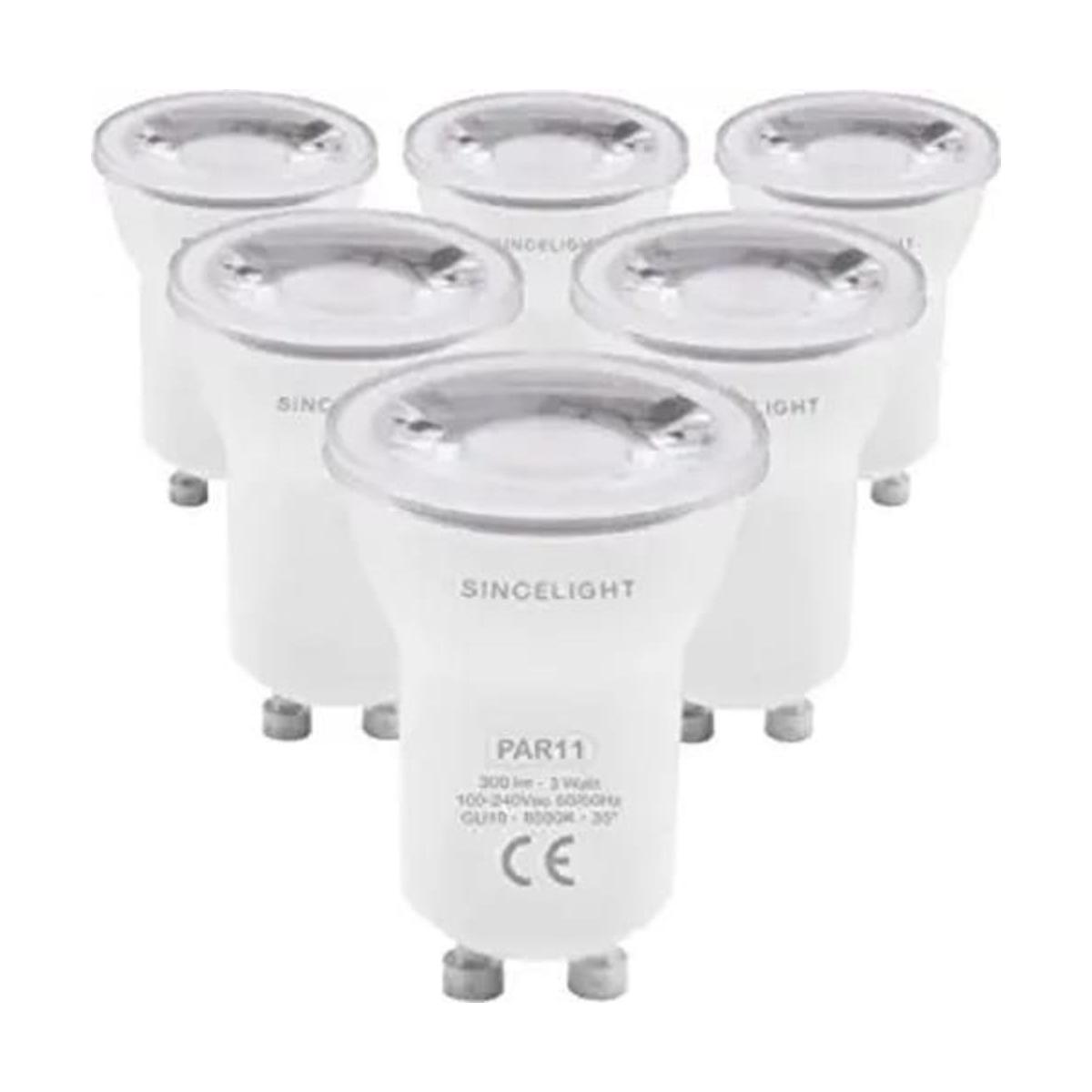 SINCELIGHT Bombilla reflectora LED PAR11 GU10 3 W 6000