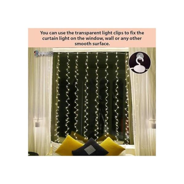 SINAMER Cortina de luz blanca para dormitorio 300 luces_3
