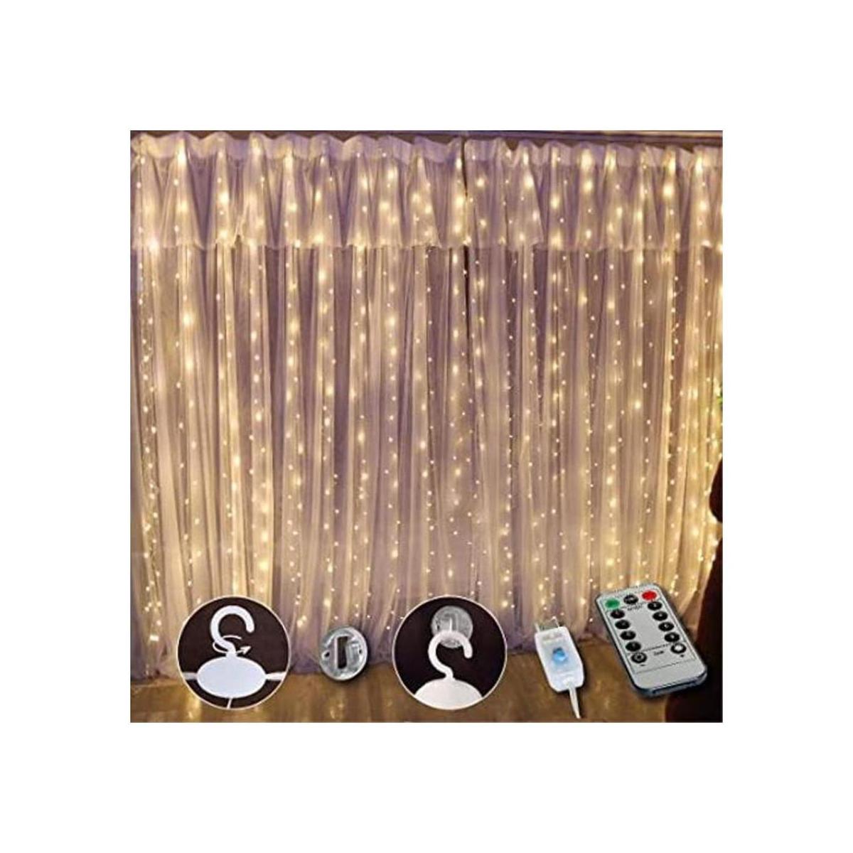 SINAMER Cortina de luz blanca para dormitorio 300 luces