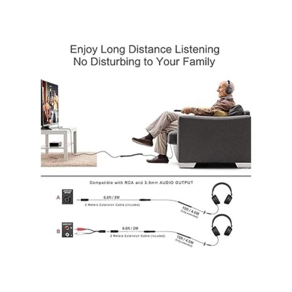 SIMOLIO Auriculares de cable largo para TV y PC con_5