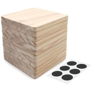 SIJDIEE 12 posavasos cuadrados de madera sin terminar 4