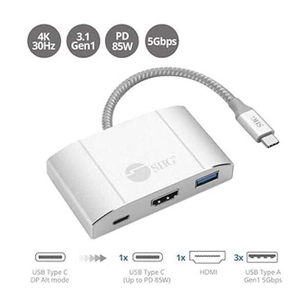 SIIG Hub USBC con HDMI 4K de 30 Hz carga para laptop de_2