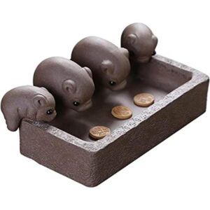 SILINE Yixing Zisha Tea Pet 4 estatuas de cerdo púrpura_1