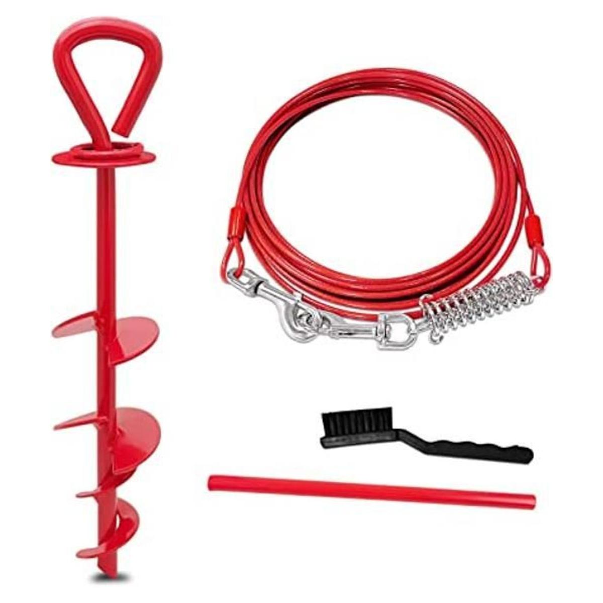 SHUNAI Cable y estaca de amarre para perros correa pesada
