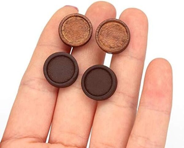 SHUNAE 40 pendientes de cabujón de madera marrón y acero