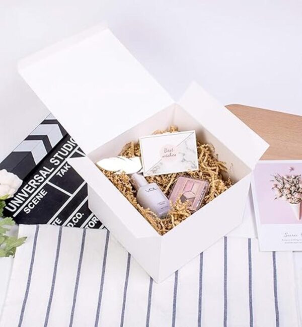 SHIPKEY 10 cajas de regalo de cartón blanco con tapas_2