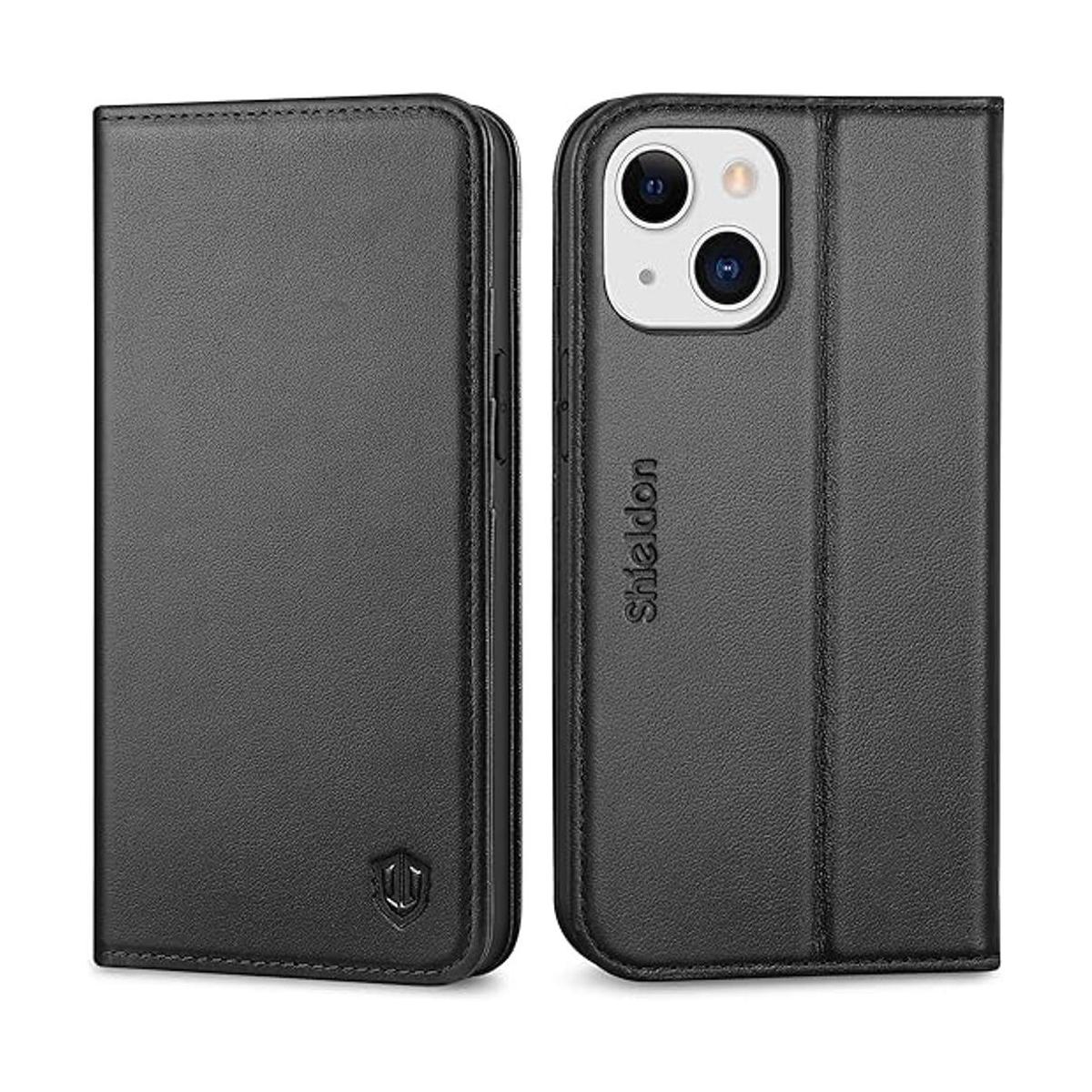 SHIELDON Funda para iPhone 13 Mini 5G cuero genuino