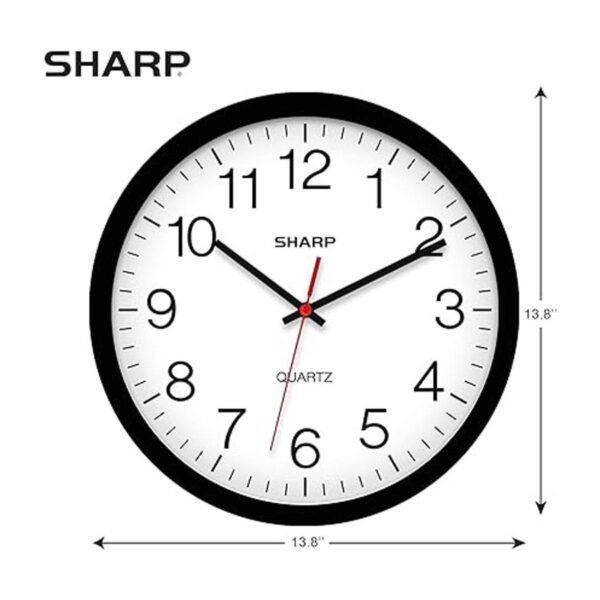 SHARP Reloj de pared Negro silencioso sin tictac