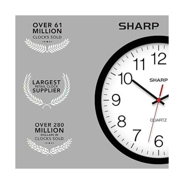 SHARP Reloj de pared Negro silencioso sin tictac