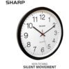 SHARP Reloj de pared Negro silencioso sin tictac