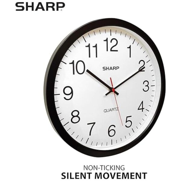 SHARP Reloj de pared Negro silencioso sin tictac