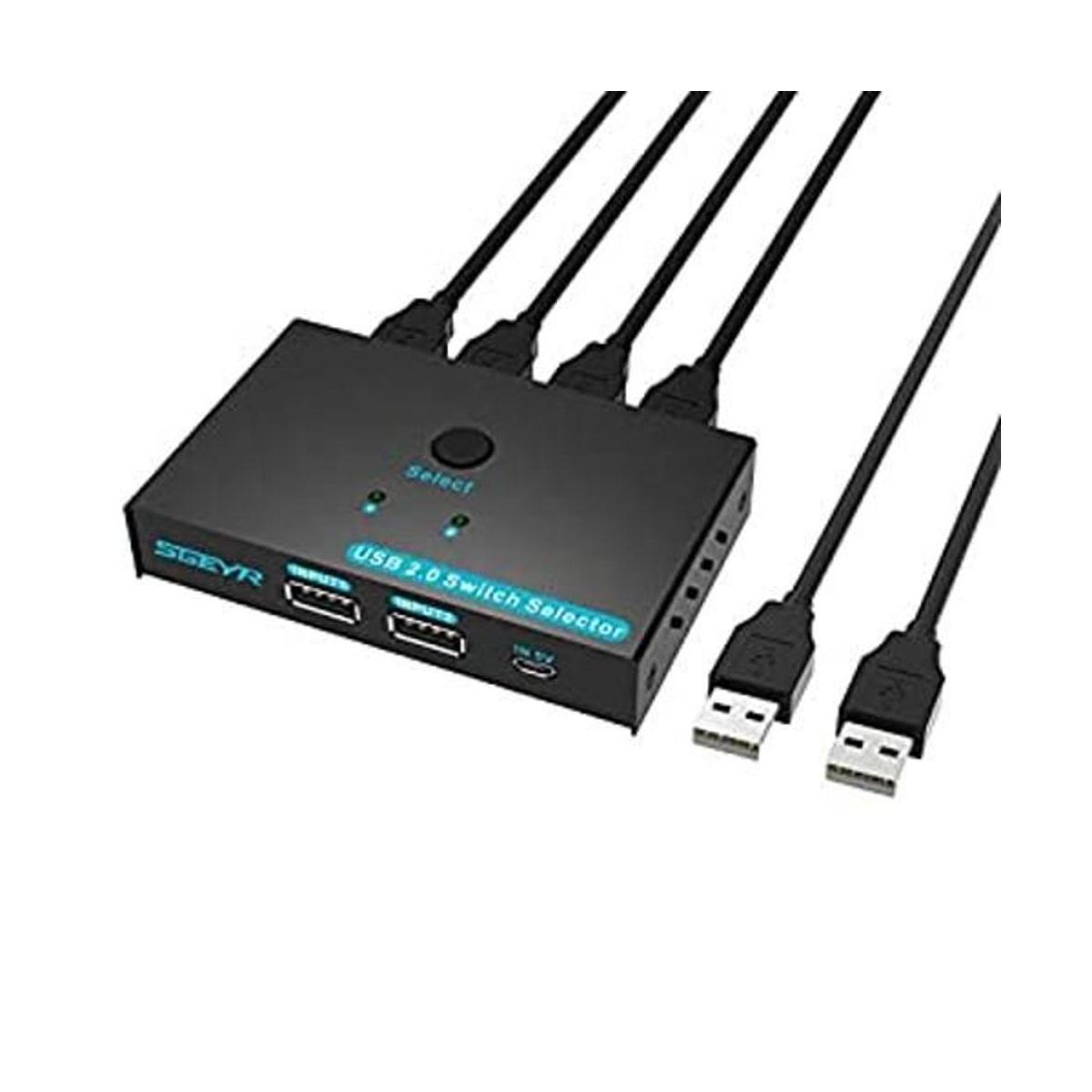 SGEYR Interruptor USB de metal 2 ordenadores que