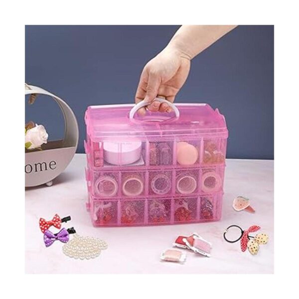 SGHUO Caja de almacenamiento rosa de 3 niveles caja