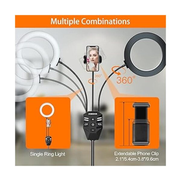 SEBIDER Anillo de luz LED dual de 36 W 6500 K con soporte_4