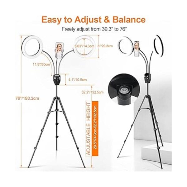 SEBIDER Anillo de luz LED dual de 36 W 6500 K con soporte_5