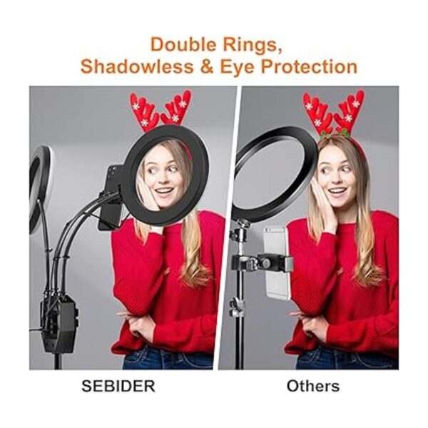 SEBIDER Anillo de luz LED dual de 36 W 6500 K con soporte_3