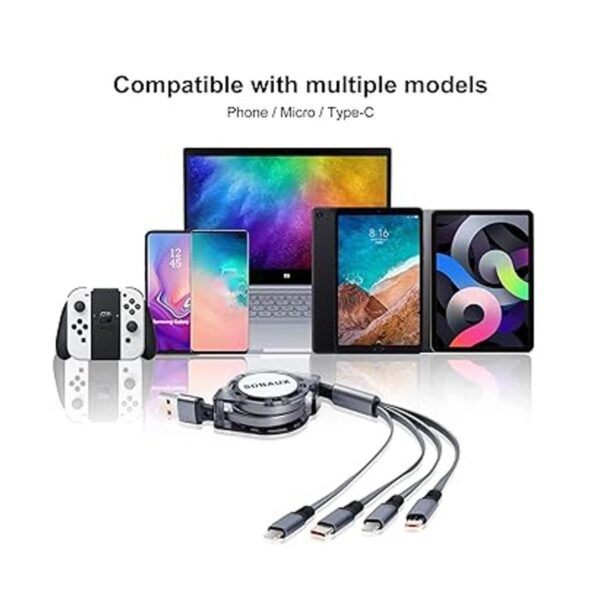 SDBAUX Retractable Multi USB Charging Cable 3A 4 in1 Fast_5
