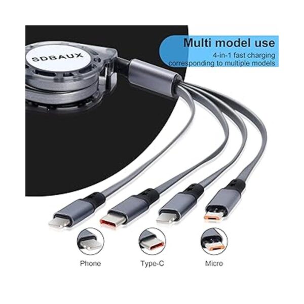 SDBAUX Retractable Multi USB Charging Cable 3A 4 in1 Fast_2