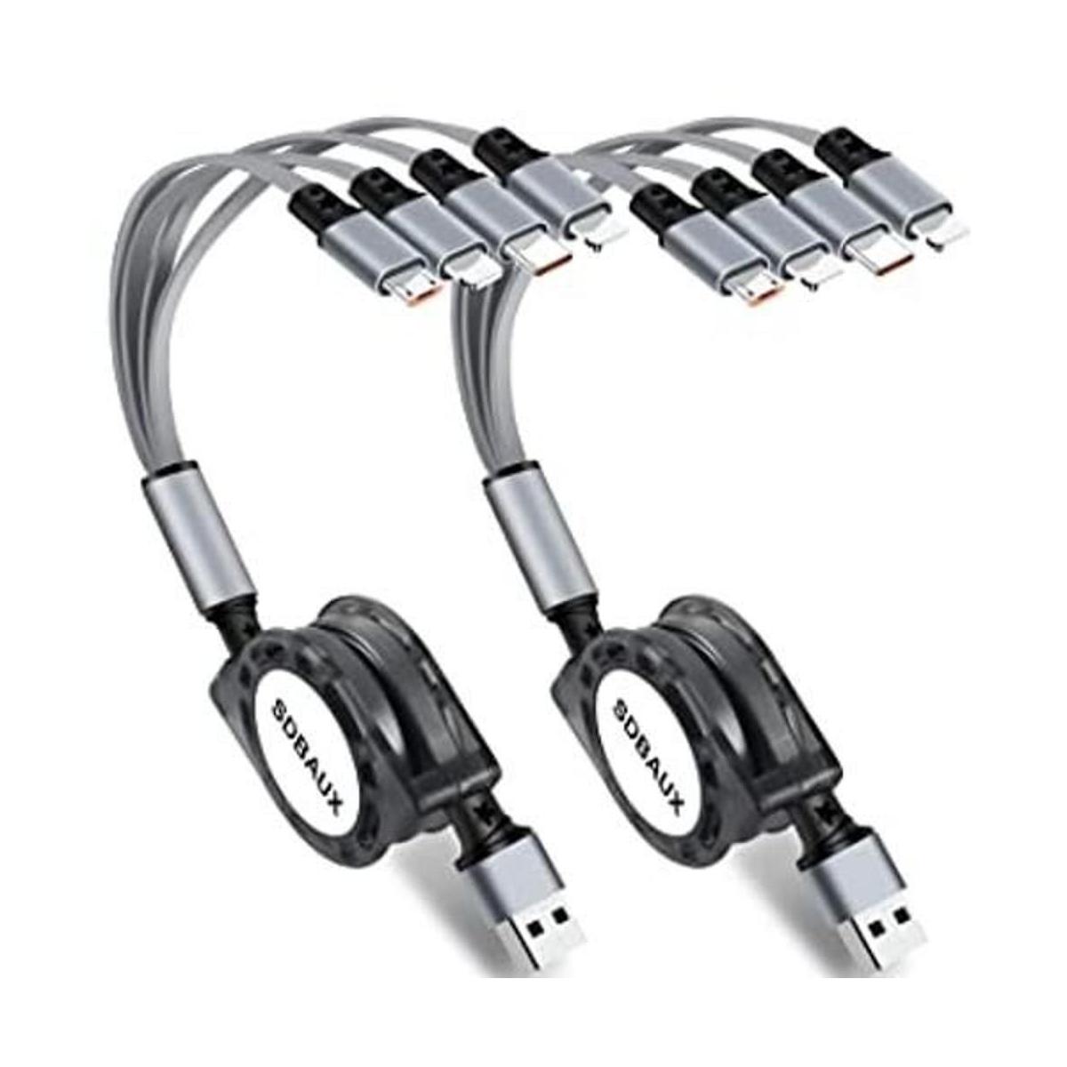 SDBAUX Retractable Multi USB Charging Cable 3A 4 in1 Fast