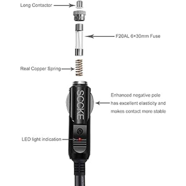 SCCKE Adaptador para encendedor de cigarrillos 14 AWG 20_2